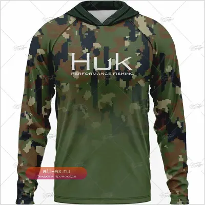 Мужская футболка с длинным рукавом HUK для рыбалки с защитой от УФ