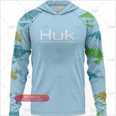 Мужская футболка с длинным рукавом HUK для рыбалки с защитой от УФ