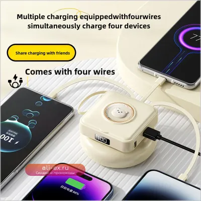 Портативное зарядное устройство Beauty Mirror Cartoon 5000-20000mAh для iPhone, Xiaomi, Samsung с кабелем
