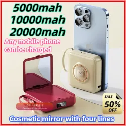 Портативное зарядное устройство Beauty Mirror Cartoon 5000-20000mAh для iPhone, Xiaomi, Samsung с кабелем