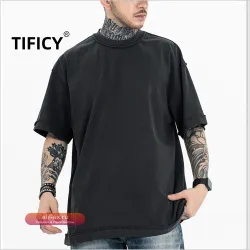 Футболка мужская TIFICY с коротким рукавом, весна-лето, стирка, свободный крой, однотонная