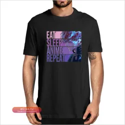 Футболка унисекс "My Hero Academia Todoroki: Ешь, Спи, Аниме, Повторяй"
