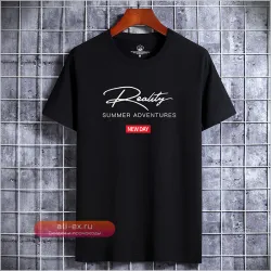 Мужская хлопковая футболка белая с синим принтом