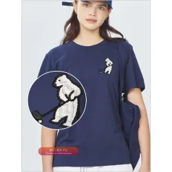 Футболка с вышивкой "Медведь, играющий в гольф" - дизайнерская одежда для мужчин и женщин