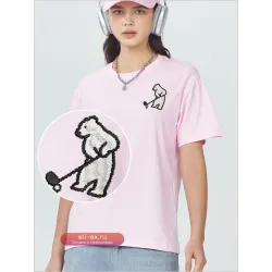 Футболка с вышивкой "Медведь, играющий в гольф" - дизайнерская одежда для мужчин и женщин