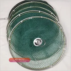 Складная нейлоновая садковая сеть для рыбалки с кольцами из нержавеющей стали, быстросохнущая, антизацепная