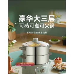 Электрическая пароварка 2-уровневая с таймером из нержавеющей стали