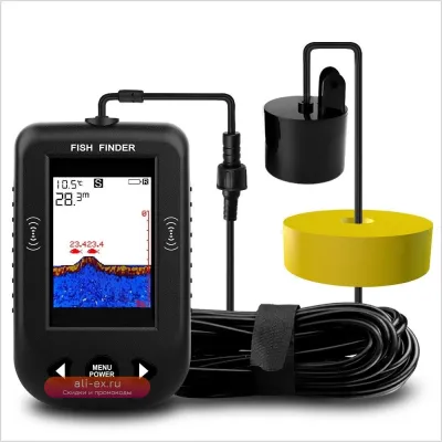 Эхолот 45 Degrees XF03 с глубиной 100 м, LCD-дисплеем, портативный, водонепроницаемый, с дизайном проводов
