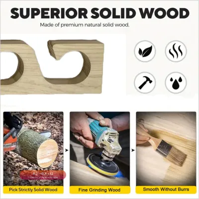 Компактный деревянный настенный держатель для удочек с быстрой сборкой