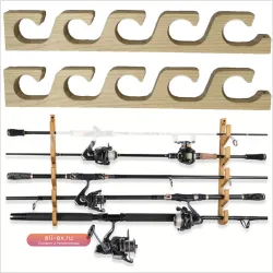 Компактный деревянный настенный держатель для удочек с быстрой сборкой