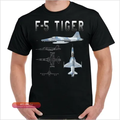 Футболка мужская F-5 Tiger Schematic с коротким рукавом 100% хлопок размеры S-3XL
