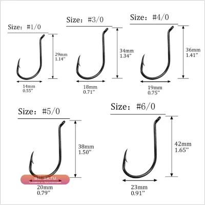 Крючки рыболовные круглой формы из высокоуглеродистой стали с ушком, 100 шт.