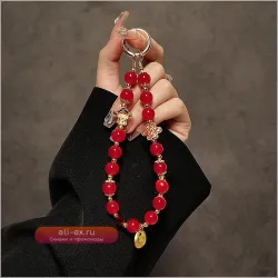 Брелок на телефон "Китайский узел богатства" с кристаллами