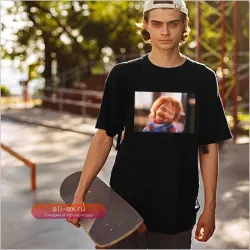 Футболка "Чаки с кровавым лицом" — Хэллоуин, Хоррор, Подарок, Юмор