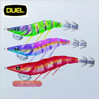 Japan DUEL Fluorescent Wooden Shrimp Rocket Squid Hook ez-Q для морской рыбалки на кальмара