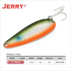 Зимняя рыболовная блесна Jerry Perseus Spoon 7.5г с тройником для ловли щуки и окуня