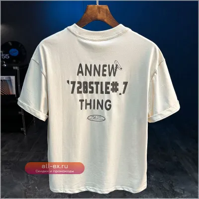 Мужская летняя футболка с принтом букв, свободная, короткий рукав, американская повседневная универсальная модель