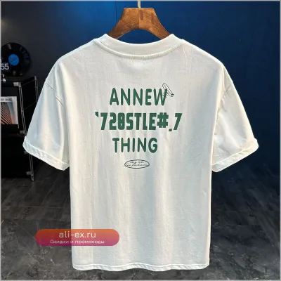 Мужская летняя футболка с принтом букв, свободная, короткий рукав, американская повседневная универсальная модель