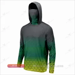 Мужская футболка с длинным рукавом для рыбалки и активного отдыха с защитой от УФ-излучения и капюшоном