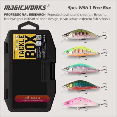 Летние воблеры для рыбалки Magic Works Minnow 45мм 4.3г (5 шт. в наборе)