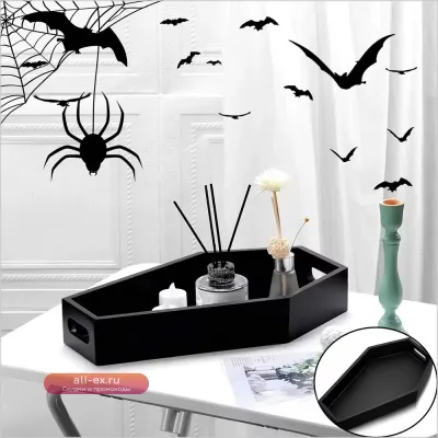 Поднос "Черный гроб" в готическом стиле для декора дома и хранения.