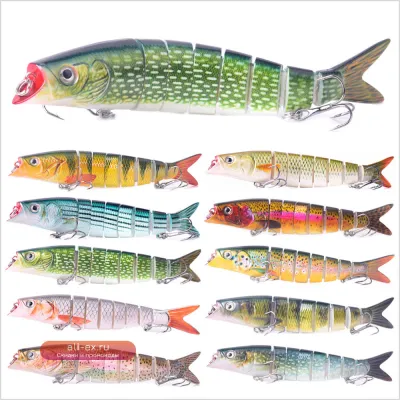 Воблер HERCULES 5.6" 8-секционный тонущий, 14см, 21.5г, 3 шт.