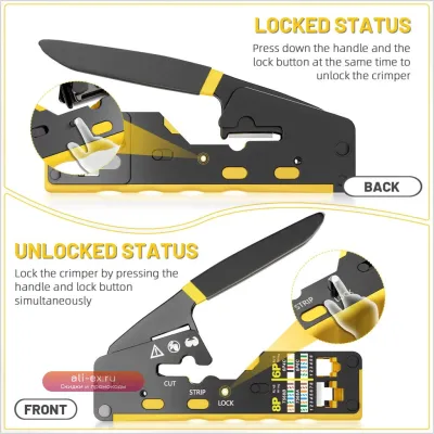 FASO Инструмент для обжима RJ45 Cat6/Cat5e с проходными коннекторами и стриппером