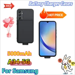 Зарядный чехол-аккумулятор 5000mAh для Samsung A34 5G с беспроводной зарядкой