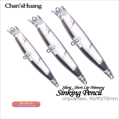 Chan’sHuang 20 шт. некрашеные приманки-карандаши 7.5/9/9.5 см