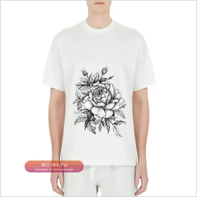 Летняя мужская футболка YAMAMOTO-Style с принтом "Цветочные зарисовки"