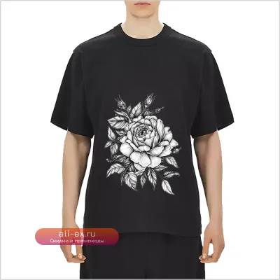 Летняя мужская футболка YAMAMOTO-Style с принтом "Цветочные зарисовки"