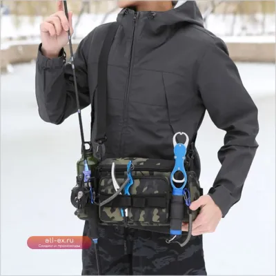 Рыболовная сумка-пояс для снастей с отсеками для приманок и аксессуаров