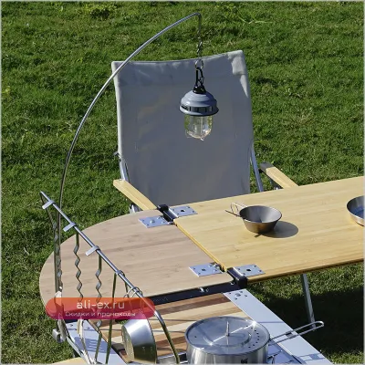 Переносная лампа для кемпинга из нержавеющей стали с изогнутой стойкой