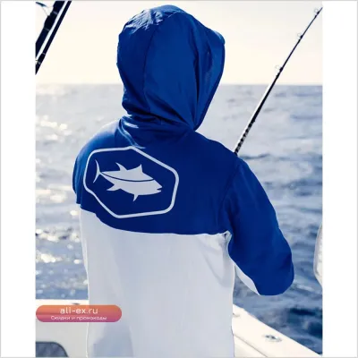 Футболка с капюшоном для рыбалки и активного отдыха с защитой от УФ-лучей