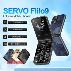 SERVO Flilo9 3G Dual SIM Флип-телефон с записью звонков, фонариком и чёрным списком, красный