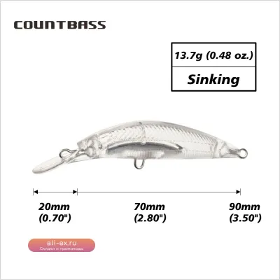 Countbass 10 шт. Пустые жесткие приманки 70 мм тонущие