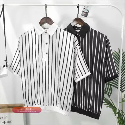 Мужская поло с белой полосой, застежкой на пуговицах, приталенного кроя, быстросохнущая, для повседневного стиля