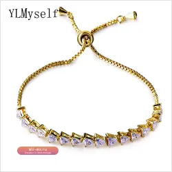 Браслет YLMyself с треугольником из кубического циркония, позолоченный/белый, размер Free Size