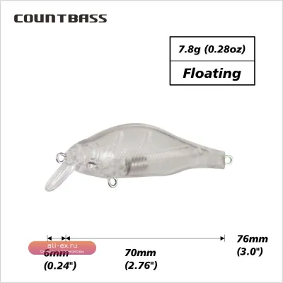 Countbass 10 шт. Заготовки для воблеров Minnow 70 мм, 7.8 г, плавающие, без окраски, с магнитным весом