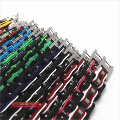 Браслет "Звено Цепи" из нержавеющей стали с мультиколор дизайном для байкеров и мотоциклистов, мужской, с возможностью кастомизации