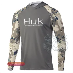 Мужская футболка для рыбалки HUK Performance с длинным рукавом, летняя, дышащая, с защитой от солнца, камуфляжная