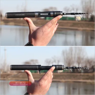 Портативная телескопическая удочка из углеродного волокна 32 см / 1.5-1.8 м
