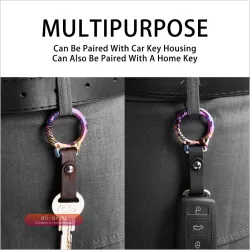 Титан брелок авто чёрная кожа металл пружинный 