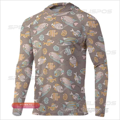 Мужская худи SPELISPOS с длинным рукавом для рыбалки и спорта: легкая, дышащая, защита от солнца UPF 50+