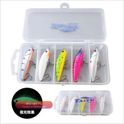 Набор из 5 биоинертных приманок Mino для морской и пресноводной рыбалки, 5 см, 6 г, медленно тонущих, летний антизапутывающий комплект снастей