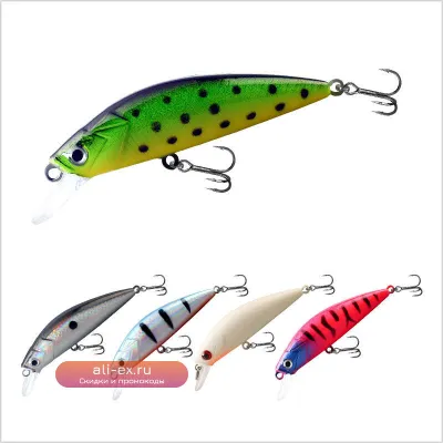 Набор из 5 биоинертных приманок Mino для морской и пресноводной рыбалки, 5 см, 6 г, медленно тонущих, летний антизапутывающий комплект снастей