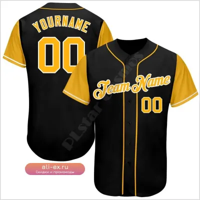 Бейсбольная футболка PLstar Cosmos "Золото и Блэк": Ваш дизайн, ваш стиль