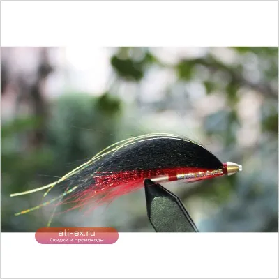 Набор красных и черных мушек Tigofly с перьями для рыбалки на лосося, форель и стальноголового лосося