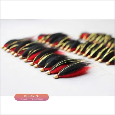 Набор красных и черных мушек Tigofly с перьями для рыбалки на лосося, форель и стальноголового лосося