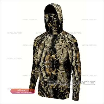 Мужские худи с 3D-принтом и маской для защиты от солнца для рыбалки, катания, бега и других видов спорта